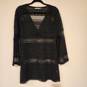 Swimsuit cover black crochet